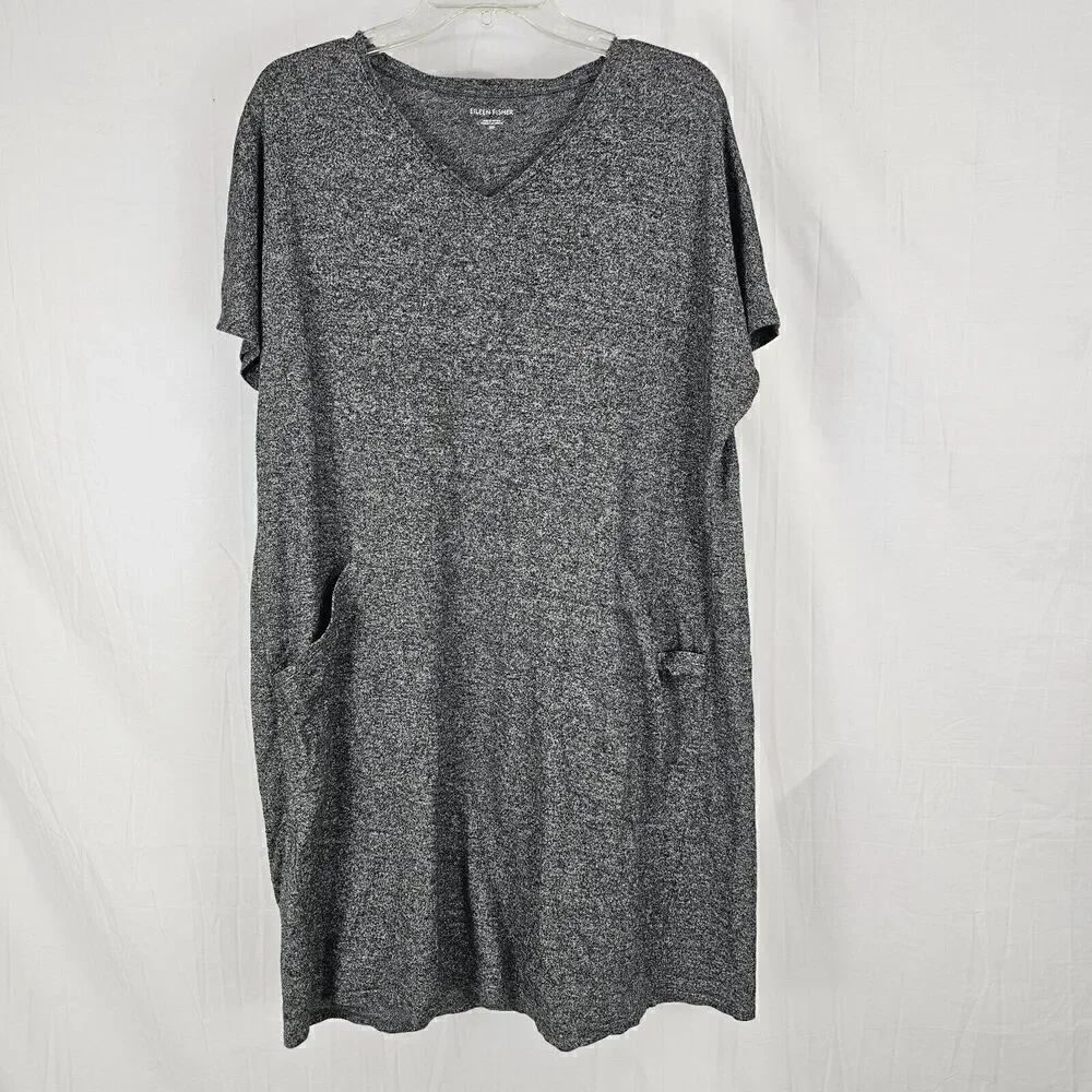 Eileen Fisher Organic Cotton Hemp DressBoxy Fit, Knee Length In ASH Women's S